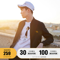 Taiping bird mens solid color jacket Mens autumn handsome Korean bomber jacket mens baseball uniform mens jacket