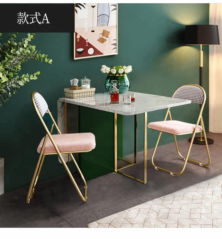 折叠餐桌家用小户型 轻奢ins网红饭桌现代简约省空间可折叠餐桌