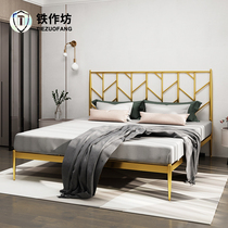 Nordic ins style Wrought iron bed Environmental protection thickened iron frame childrens bed Modern simple double bed 1 8 meters 1 5 meters
