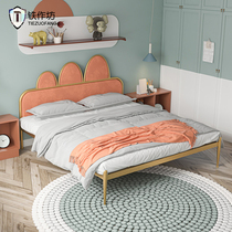 Nordic style light luxury Wrought iron bed Master bedroom double bed Single modern simple childrens bed ins net red iron frame bed