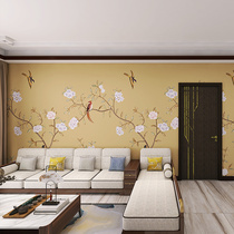 New Chinese style flower and bird custom mural Japanese style Zen porch wallpaper TV background wall landscape artistic conception lotus wallpaper