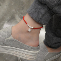 A sound will ring sterling silver bells anklet womens red rope 2021 new style does not fade the year of life cow hand rope mens bracelet