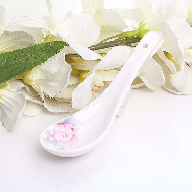 Yao hua small spoon, spoon, ceramic spoon ipads porcelain Korean drop flowers gold sun island can match with the model