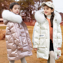 2020 New ABC childrens down jacket in winter thick girl boy long bright side big child down jacket