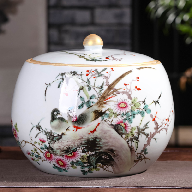 Jingdezhen ceramic large wake receives the puer tea cake caddy fixings tanks household seal pot porcelain POTS