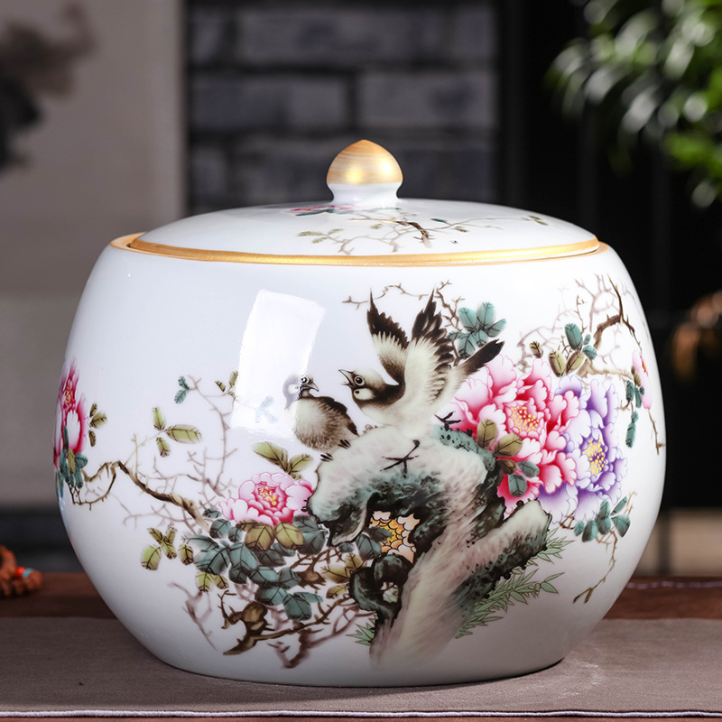 Jingdezhen ceramic large wake receives the puer tea cake caddy fixings tanks household seal pot porcelain POTS