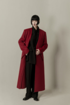 VAPOURBLUE original v-neck red woolen woolen coat men and women winter New Year shirt long trench coat
