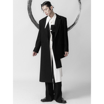 VAPOURBLUE original design wool black asymmetric deconstructed trench coat for men and women autumn and winter long coat