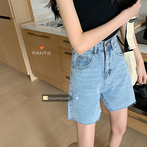 High waisted loose jeans hot pants womens pants summer 2021 New wide leg pants casual straight pants slim shorts