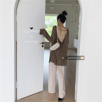 Summer lazy wind loose sexy backless long sleeve T-shirt top women design sense thin casual pants hanging pants