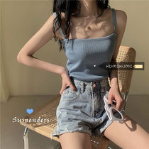 Inner knit vest womens summer wear thin white sleeveless little suspenders base shirt coat tide