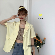 Thin casual Joker short sleeve suit jacket women Summer Korean version of retro loose black temperament small suit jacket