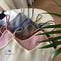 2021 new summer Korean version of Joker solid color sexy V collar base knitted camisole vest female short sling