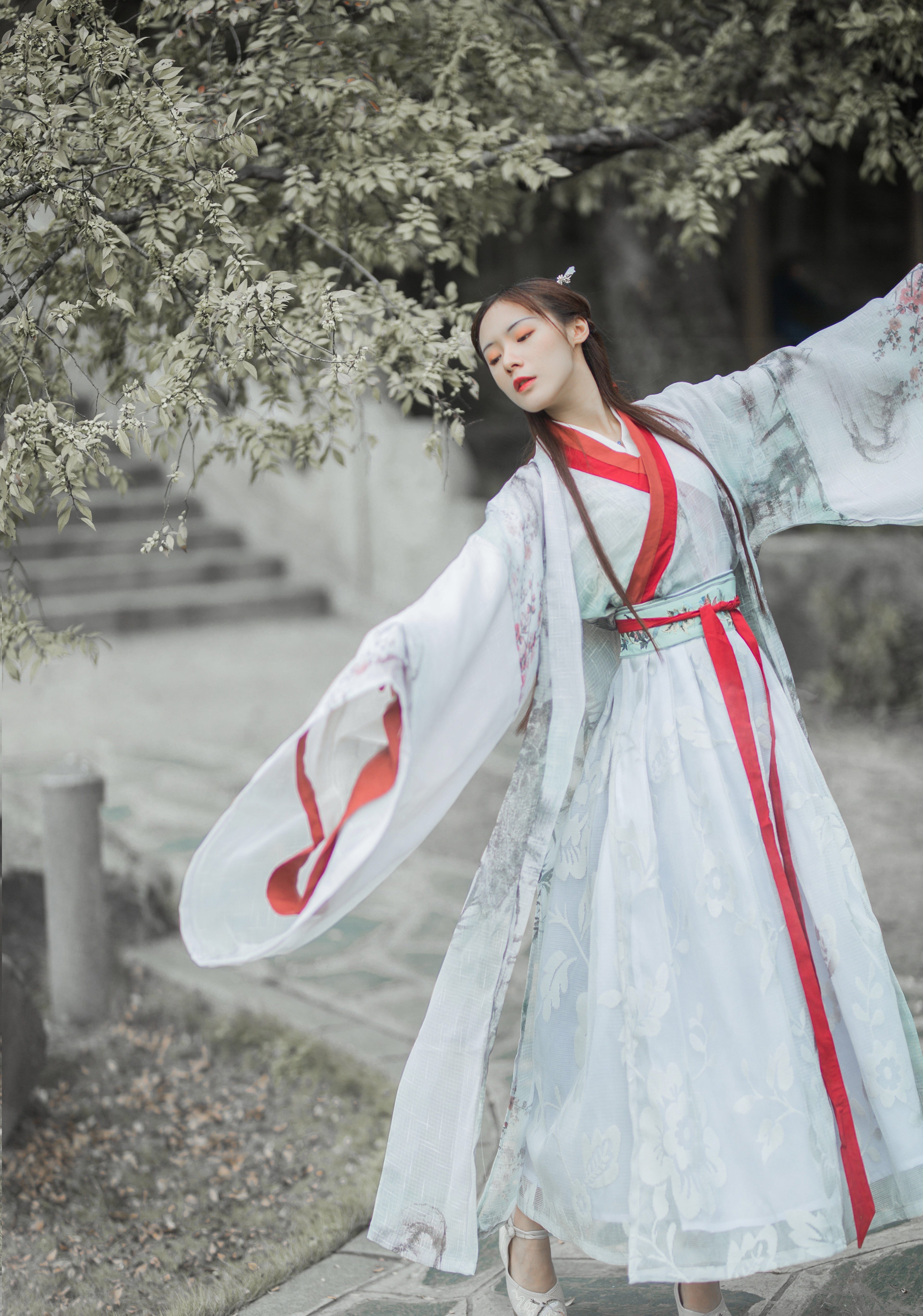 银狐魏晋风交领汉服女秋装齐腰整套襦裙广袖流仙裙中国风古装套装