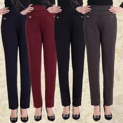 Spring and Autumn middle-aged women's trousers yan guan ku autumn trousers mother casual pants high-waisted elastic middle-aged women's straight leg