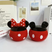 Mickey Minnie couple Mickey Mouse cute cartoon ceramic storage jar sundry storage jar dried fruit snack jar