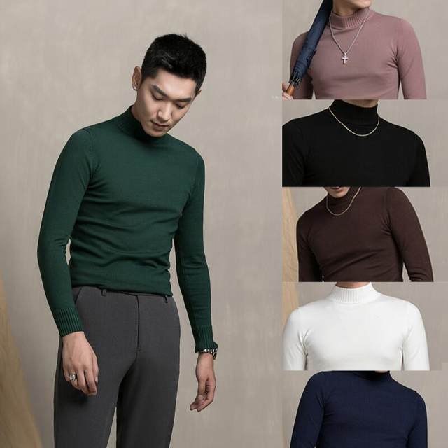 Horizon men's autumn and winter candy color base shirt men's half-high neck slim-fit sweater youth sweater 8 colors Horizon men's autumn and winter candy color base shirt men's half-high neck slim-fit sweater youth sweater 8 colors