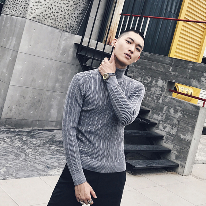 Ground flat line men's clothing autumn and winter grain weaving method High collar hit bottom sweater and fashion 100 hitch-knitted sweatshirt cover