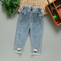 Girls  jeans autumn Korean version of the tide female baby autumn stretch small pants in childrens Western style slim pants tide