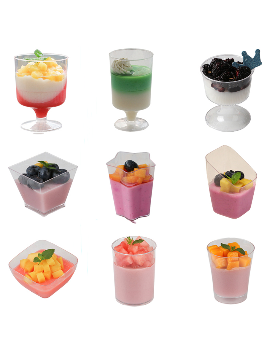 Mousse Cup Pudding Cup Jelly Dessert Table Disposable Plastic Transparent Cup Square Mini Small Sized Creative Box