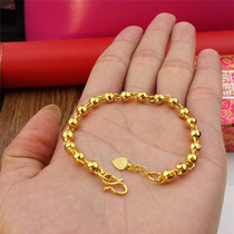 Hong Kong 9999 True gold glossy surface Pearl solid gold bracelet fashion 100 hitch 24k gold Merchants transfer Pearl Handout ring