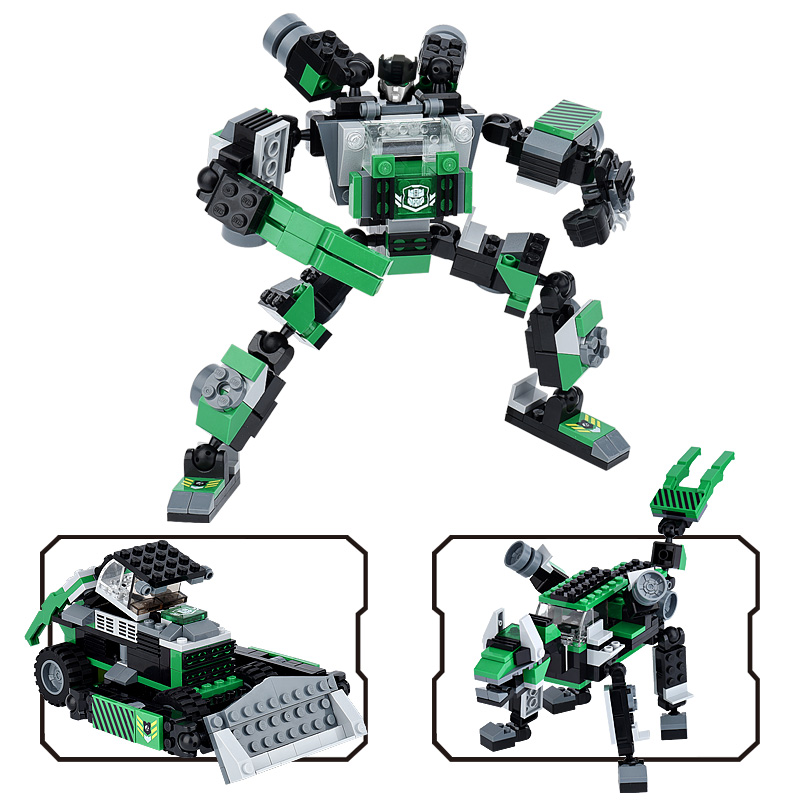 星钻积木 超载积变战士3变机器人塑料拼装积木男孩益智玩具6-10岁