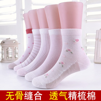 Girls socks spring summer thin mesh middle child Princess pure cotton socks spring autumn thin cotton children boneless socks