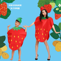 Fruit clothing Childrens Day Adult environmental protection Catwalk theme clothing Strawberry clothing Kindergarten parent-child activities Non-woven fabric