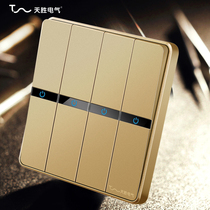 Tian Sheng electrical switch socket panel four open dual control champagne gold 4 four open double wall switch creative