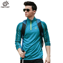 TECTOP summer outdoor quick-drying clothes men stand collar long-sleeved T-shirt womens light breathable sports top