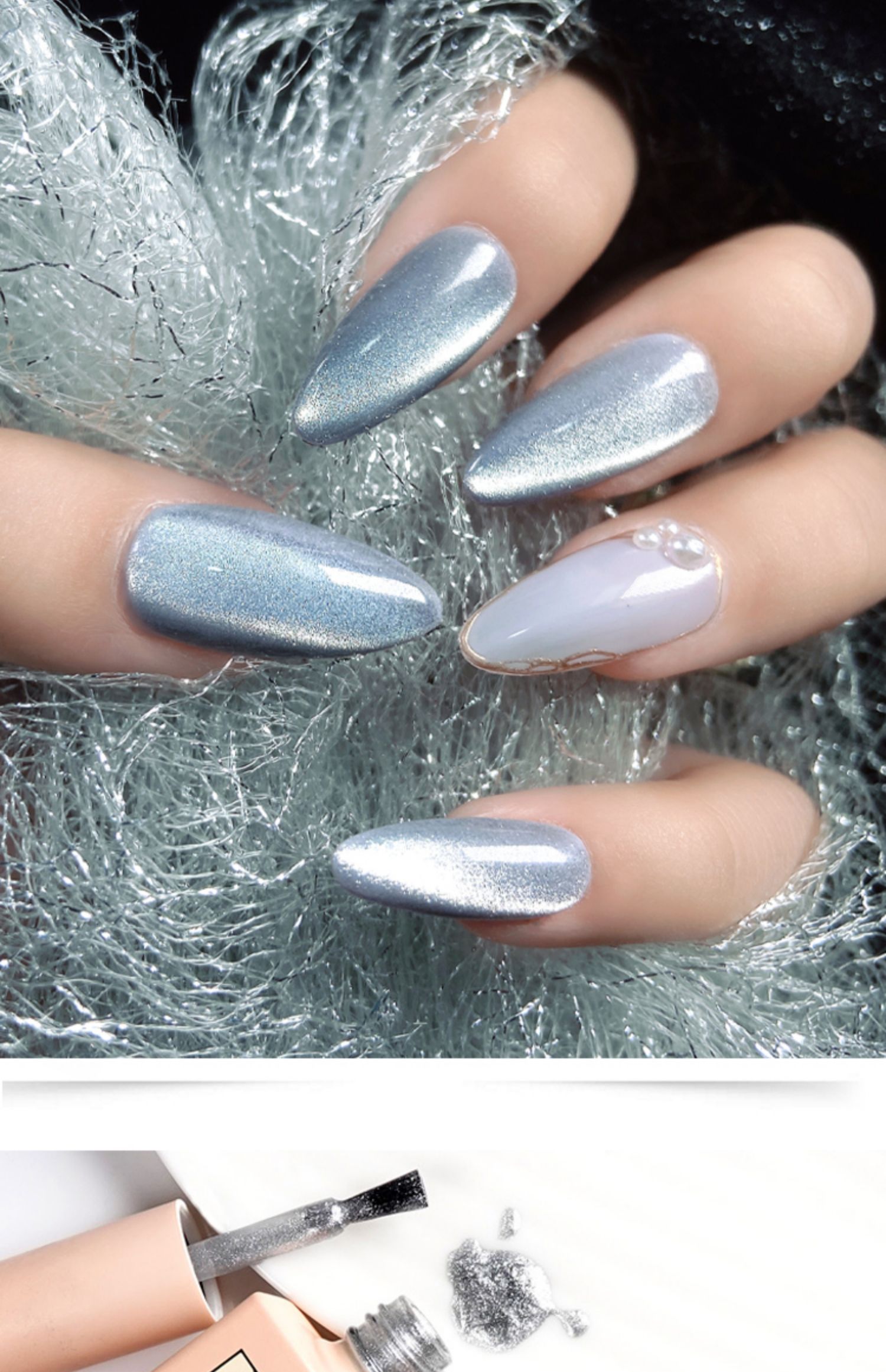 美甲晶石宽猫眼胶冰沙猫眼万能甲油胶2021新款冰透流行色金石超闪