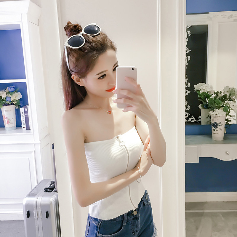 夏韩版新款显瘦性感纯色露肩针织抹胸裹胸女背心内搭打底修身上衣