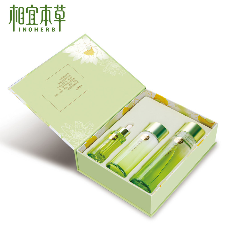 瑞丽乐购 - 相宜本草睡莲滢泽礼盒 补水保湿爽肤水乳液精油面部护肤