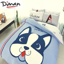 Cartoon childrens four-piece set bed sheet cotton net red bed sheet couple duvet cover Cotton bedding 3 three-piece set 4
