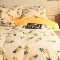 ins wind cotton cotton four-piece bedding dormitory sheets three-piece set of 4 net Red duvet cover Childrens bed