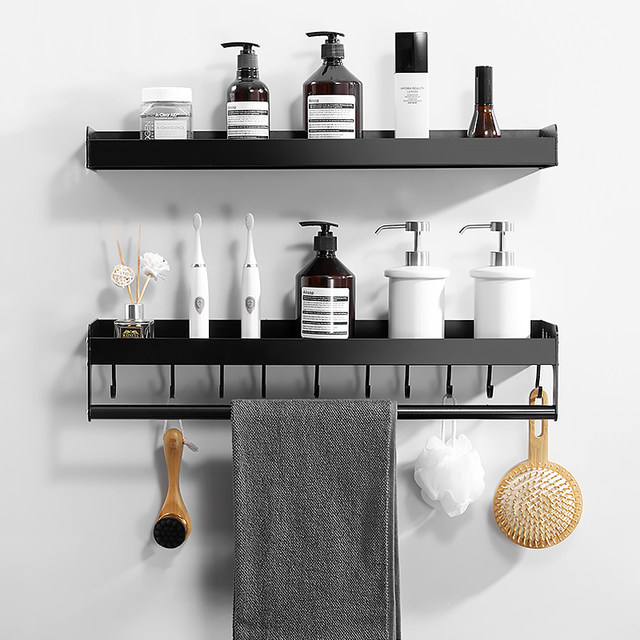 Non-perforated toilet bathroom shelf wall-mounted double-layer toilet toilet vanity towel storage shelf Non-perforated toilet bathroom shelf wall-mounted double-layer toilet toilet vanity towel storage shelf