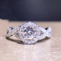 Fu Daisheng white 18K gold 80 FG natural diamond ring nude stone round diamond drill for wedding ring birthday present courting wedding ring