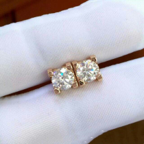 Fu Daisheng 18K Rose Gold 120 Diamonds simplified about single drill Large gas earbuds Men and women Real Drilled Bull head Ears Nails