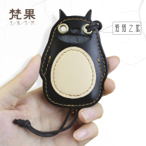 Handmade first layer cowhide access control card cover leather mini bus card bag cute elevator community access control card protective cover