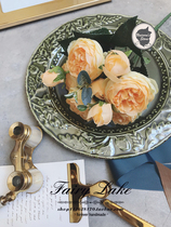 Aromas Orange Mousse Tea Flowers Small Peony pins Winds Breakfast shooting Props Dessert Cold Meals West Dining Pendulum Dish Simulation Flowers