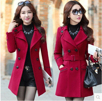 Mid-style woolen coat womens autumn and winter Korean version 2019 new slim Joker womens woolen cloth coat trench coat tide