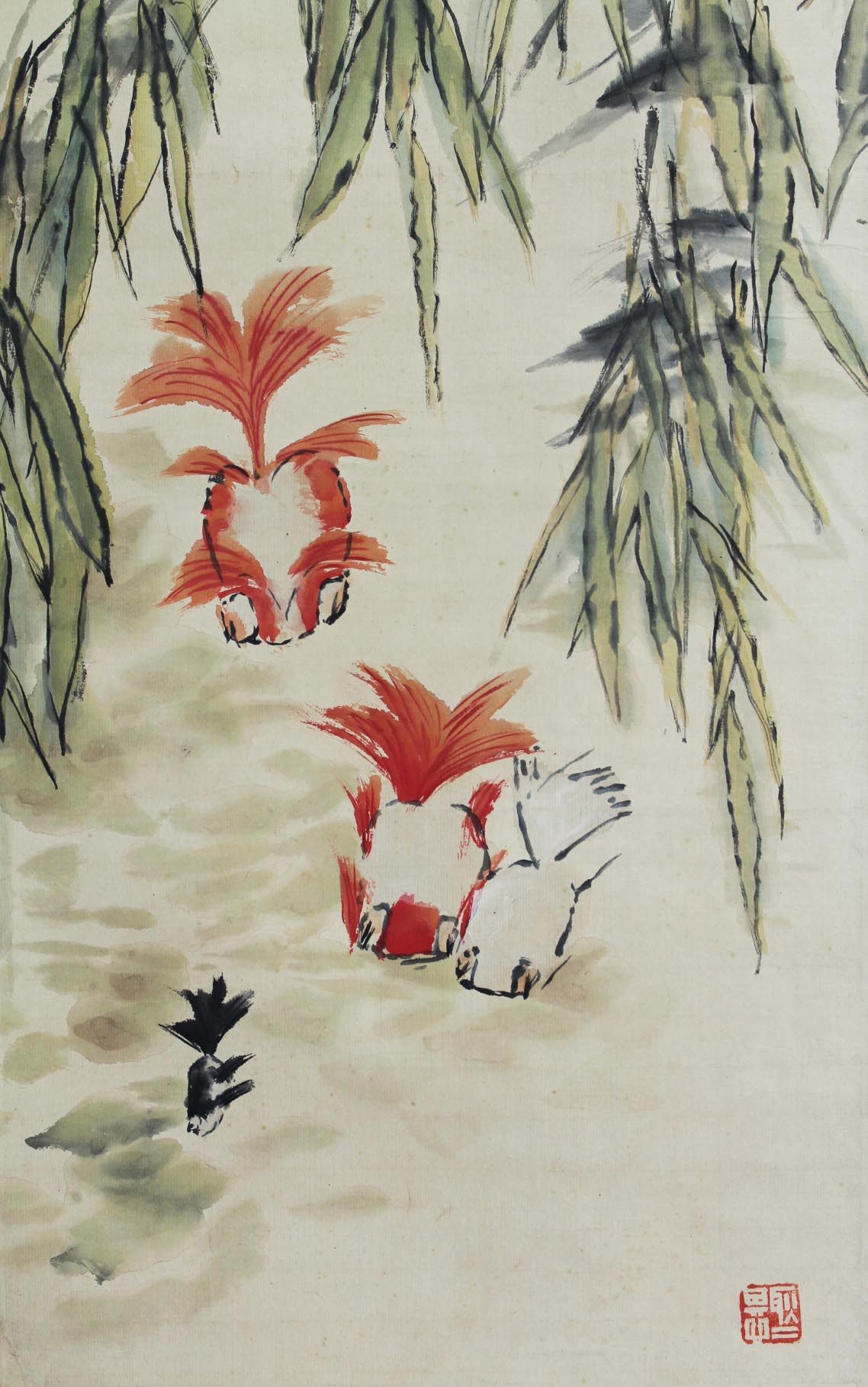 虚谷《柳鱼图》