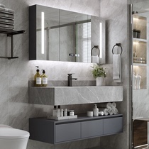 Rock Plate Light Lavish Bath Room Cabinet Modern Minima Hand Wash Wash Table Combined Toilet Integrated Mirror Cabinet Washbasin Suit