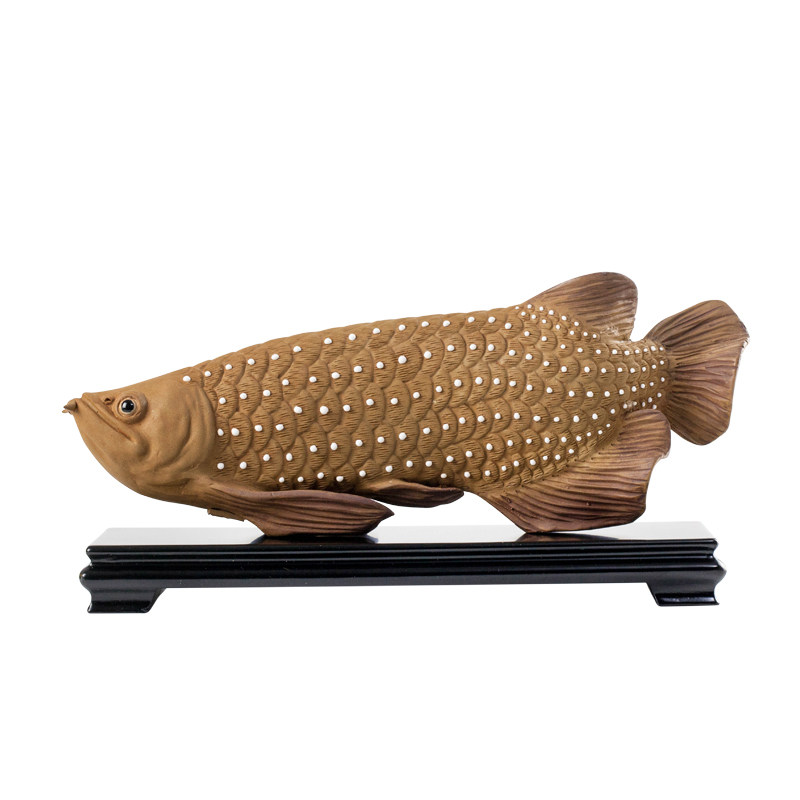 招财风水金龙鱼摆件办公室开业乔迁送礼装饰品电视柜陶瓷手工艺品