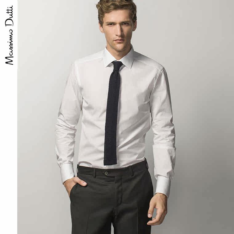 Massimo Dutti 男装 全棉双层袖口修身衬衫 00100181250