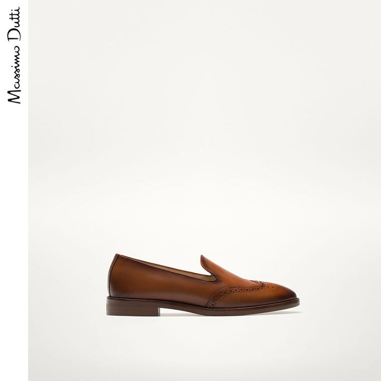 Massimo Dutti 女鞋 牛皮革冲孔便鞋 13005121709