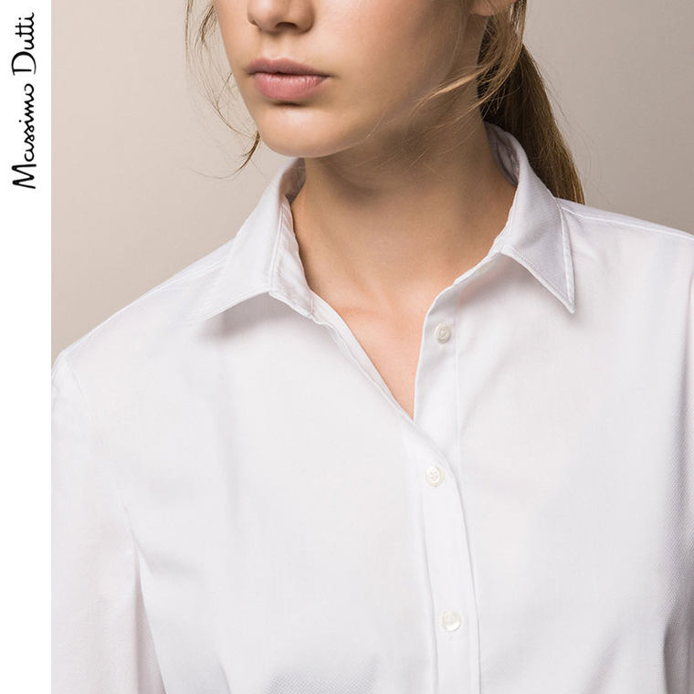 Massimo Dutti 女装 白色纹理衬衫 05123859250