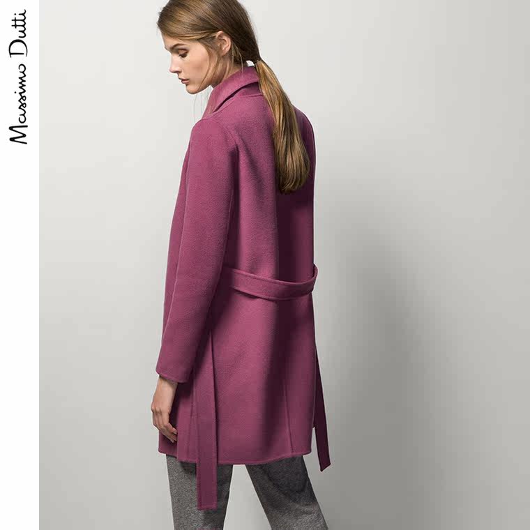 Massimo Dutti 女装 羊毛混纺系腰带大衣 06401501647