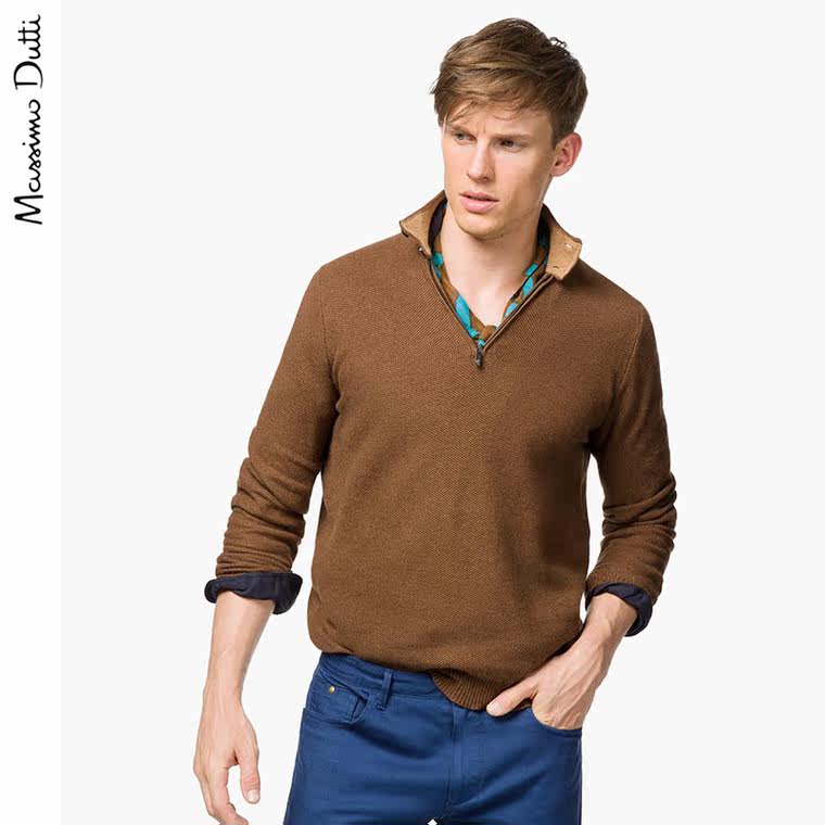 Massimo Dutti 男装 丝绵拉链领口针织衫00912081717