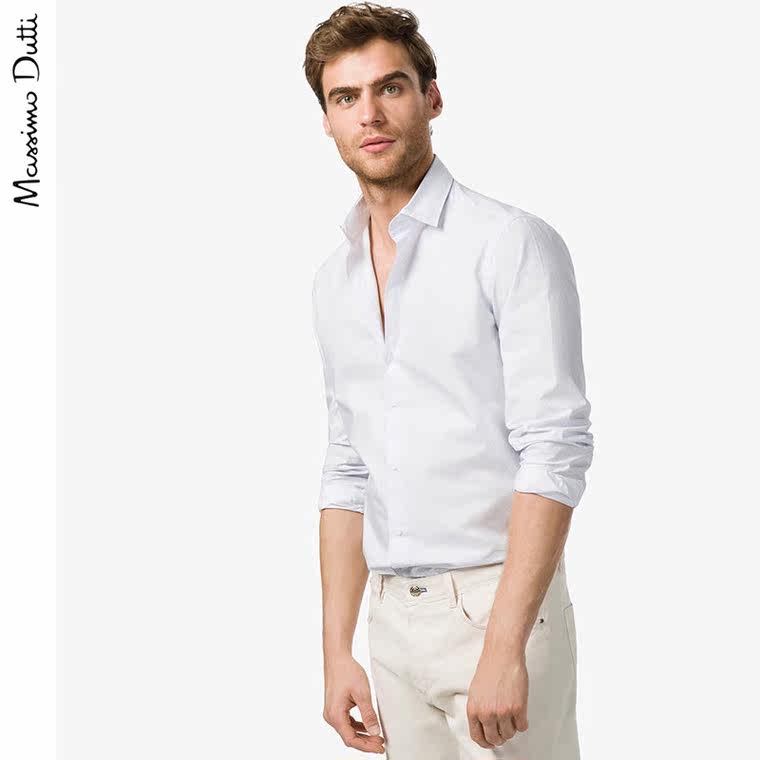 Massimo Dutti 男装 修身款全棉印花衬衫 00143341403